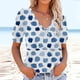 thumbnail image 2 of Tops de Mujer Elegantes Blusas Casuales Camisas Estampado de Moda Cuello en V Suelto Puff Camiseta de Manga Corta Top Blusa Jersey Odeerbi ODB155035, 2 of 5