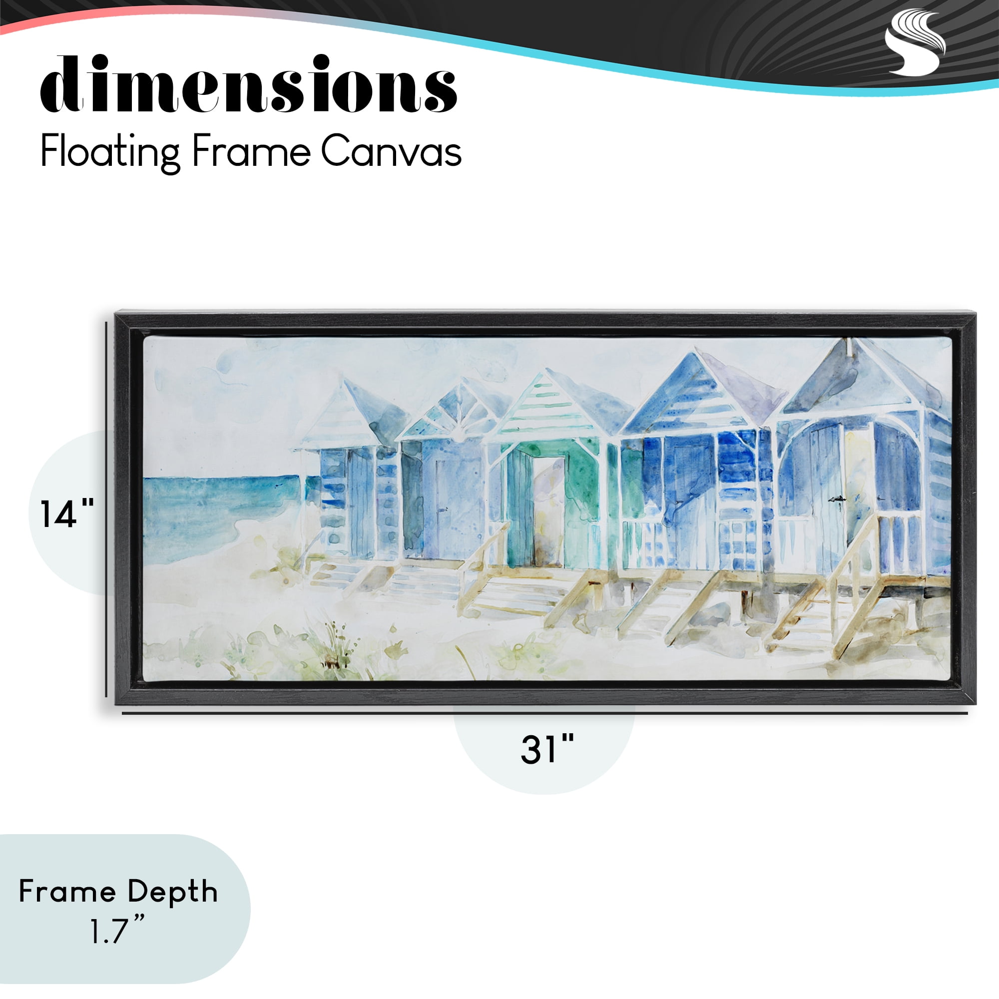 Stupell Industries Beach Cabins in a Row Black Framed Floater Canvas Wall Art, design by Lorenzo Collective
