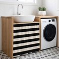 thumbnail image 2 of Black Striped Cabinet Dishwasher Hidden Curtains, Privacy Closet Door Curtain, Farmhouse Country Minimalist Cream Stripes Adhesive Dust Proof Under Sink Skirt for Bathroom Kitchen 35"x35", 2 of 8