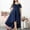 Navy, variant on Women's Plus Size Elegant Evening Wedding Guest Long Chiffon Dress with Drop Waist Solid Color Dresses