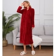 thumbnail image 4 of Richie House Women Fleece Robe Plush Long Zip Front Warm Soft Zippered Bathrobes S-3XL RHW4002-C-M, 4 of 7