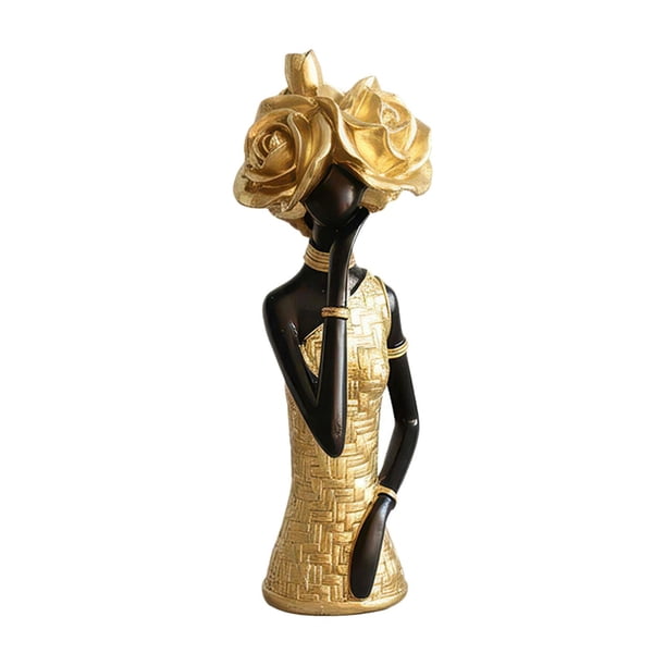 Estatua de mujer africana, escultura, regalo de cumpleaños, adorno decorativo de mesa, resina. Longitud 85 cm