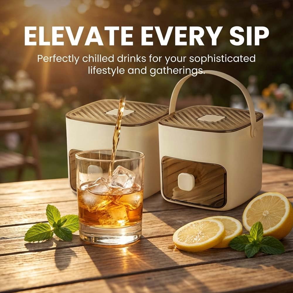 Ice Cube Tray with Storage Bin, Easy Release Press-Type Silicone Mold with Handle for Freezer, Drinks, Coffee, Parties
