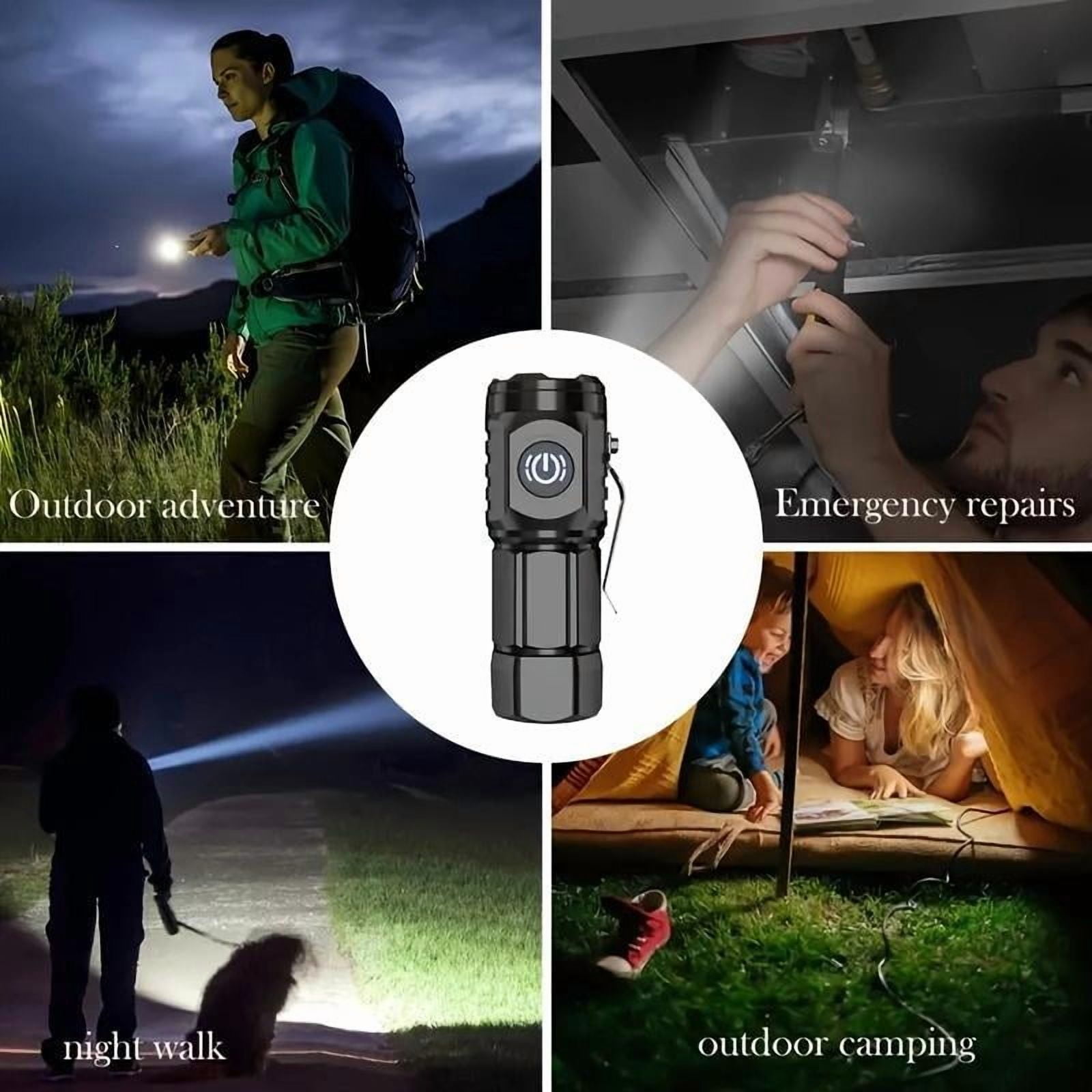 YIYUN 2-Pack Mini Rechargeable LED Flashlights with Frog-Eye Lens – 3 LEDs, 5 Light Modes, High-Strength ABS – Portable for Travel, Emergencies & Outdoor Activities.