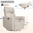 thumbnail image 6 of Legooin Power Recliner Chair with Heat and Massage Home Easy Chair Faux Leather Single Sofa with USB Port, 270° Swivel and 135° Recline, White, 6 of 9