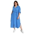 thumbnail image 1 of Vestido largo Roman Fashion V-MIC-1765-AZUL Tallas extras Azul claro 36, 1 of 6