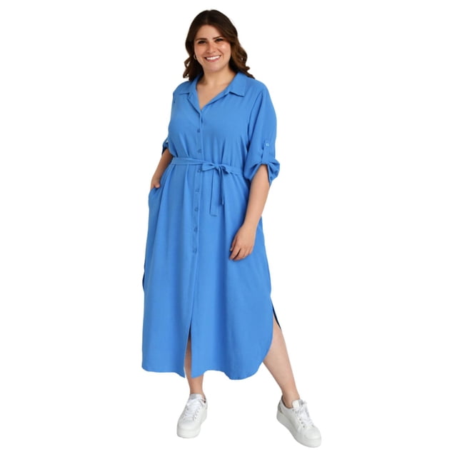 Vestido largo Roman Fashion V-MIC-1765-AZUL Tallas extras Azul claro 36