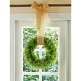 thumbnail image 5 of Coolmade Artificial Green Leaves Wreath - 16" Artificial Boxwood Wreath for Front Door Wall Window Party Décor, Indoor/Outdoor Use, 5 of 7