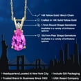 thumbnail image 2 of Gem Stone King 14K Yellow Gold Pink Created Sapphire and White Created Sapphire Pendant Necklace for Women | 2.44 Cttw | Gemstone September Birthstone | Pear Shape 10X7MM | With 18 inch Chain, 2 of 6