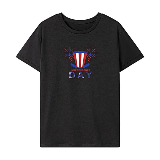 Camiseta para mujer Verano Regular Fit Ropa Suave Casual Camiseta básica para vacaciones Negro