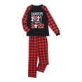 thumbnail image 4 of Qiylii Family Christmas Matching Pajamas Set, Long Sleeve Letters Tops+Plaid Pants, 4 of 9