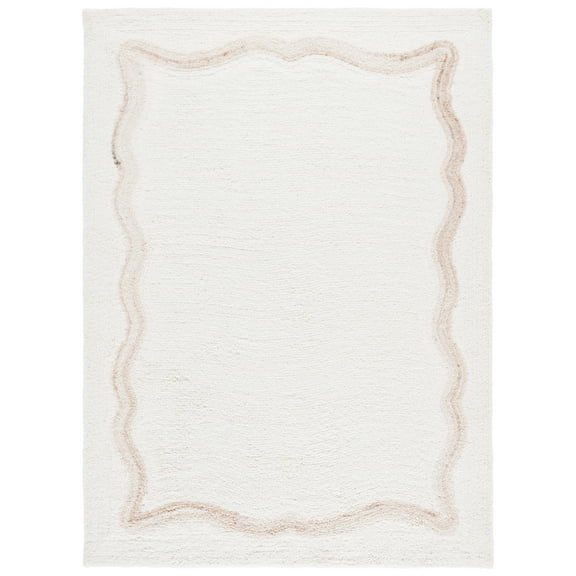 SAFAVIEH Casablanca Naira Bordered Shag Area Rug, Beige/Ivory, 8' x 10'
