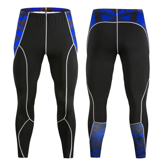 IWRICH Compression Pants for Men Running Tights Gym Yoga Leggings for Athletic Workout Blue XL
