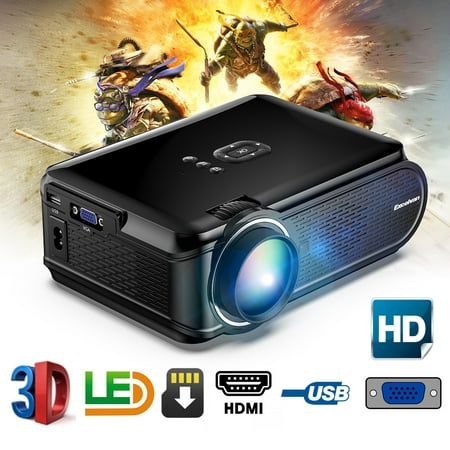 Excelvan BL-90 1000 Lumens 130 Inch Multimedia Portable LCD Projector Support 1080P 20,000 Hour Lamp Life HDMI/ TV/ SD Card/ AV/ VGA/ USB For Home (Best Sub 1000 Projector)