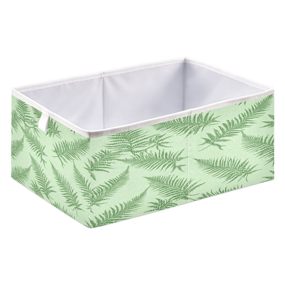 Open Home Storage Bins Durable Foldable Fabric Organizers for Clothes Toys Books 15.75x10.63x6.96 in Green Fern Leaves Pattern