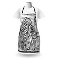 thumbnail image 3 of Black and White Apron, Hand Drawn Greek Scene with Giant Eagle Woodcut Monochromatic Sketch, Unisex Kitchen Bib with Adjustable Neck for Cooking Gardening, Adult Size, White and Black, by Ambesonne, 3 of 4
