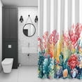 thumbnail image 4 of Summer Ocean Bathroom Shower Curtain, Watercolor Red Green Coral Waterproof Washable Soft Bath Curtain for Bathtub Decor with 12 Hooks&Grommet, 36x78 Inch, 4 of 9