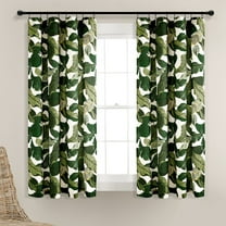 Tropical Paradise Window Curtain Panels Green 52X63 Set