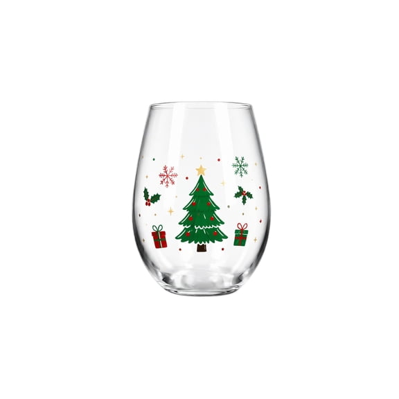 Kiddiway Christmas Water Tumbler Glass Cup - Festive Holiday Drinkware for Hot Cocoa and Iced Tea, Reusable Glass Tumbler for Everyday Hydration