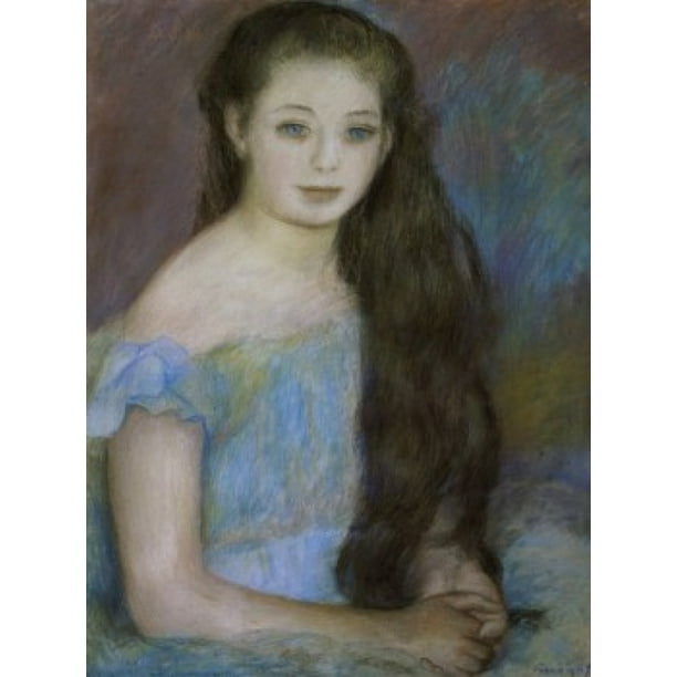 Young Girl With Dark Brown Hair and Blue Eyes , (Jeune Fille Brune aux ...