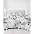 thumbnail image 2 of Quilts Twin-XL Size Bedding Set, Grey Flowers Lightweight Quilted Comforter, Spring Watercolor Botanical Floral Leaf Plant Soft Bedspread Coverlet with Pillow Covers for All Season, 68" x 98", 2 of 7
