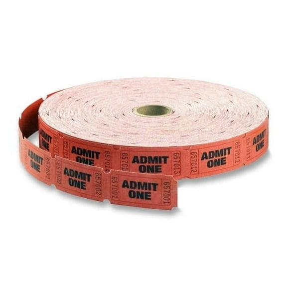 Maco Admit One Single Roll Tickets Red - 2000/Roll