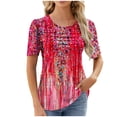 thumbnail image 2 of Liquidation! Chemise Décontractée Imprimée à Manches Courtes Col Rond pour Femmes Offres du Jour 20, 2 of 6