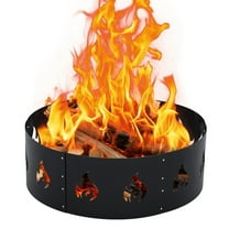 Adoolla 36" Heavy Duty Steel Round Fire Pit Ring Liner with Air Vents for Wood Burning Insert Firepit