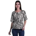 thumbnail image 1 of Moomaya Printed Round Neck Top For Women Elbow Sleeve Blouse Tunic Formal Wear, 1 of 6