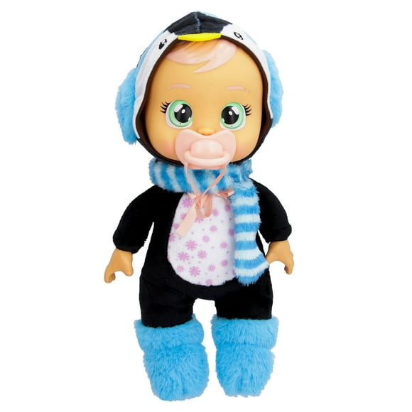 Cry Babies Tiny Cuddles Christmas Izzy - 9"" Baby Dolls Cries Real Tears Blue Penguin Themed Pajamas