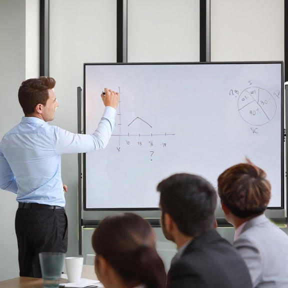 Resenkos 48 x 36 Inch Mobile Magnetic Double-Sided Reversible Whiteboard Height Adjust