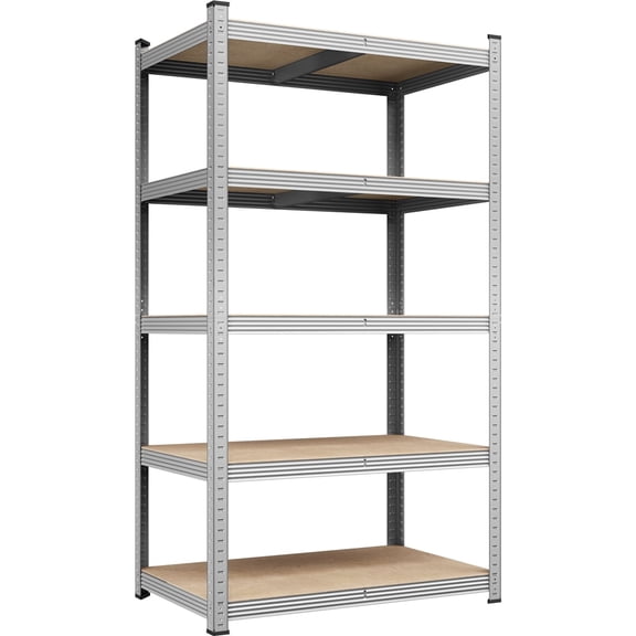 Yaheetech 5 Tier Metal Storage Rack with Adjustable Shelves, Silver