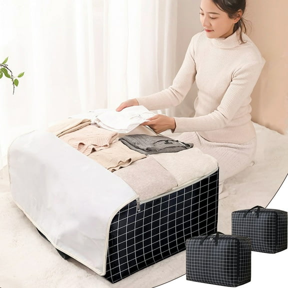 RFUGUG Extra Thickened Large Storage Bags, Folding Moving Comforter Blanket Storage Bags with Handles and Zippers, Closet Organizers and Storage Containers for Clothes for Bedding Pillow