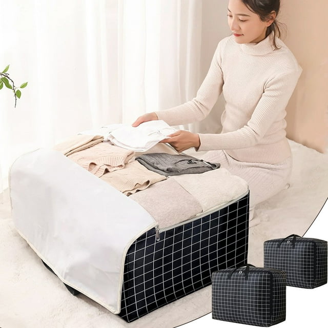 Xihbxyly Bolsa de Almacenamiento Extragrande, Tela Oxford Resistente, Asas y Cremalleras Reforzadas, Gran Capacidad para Ropa de Cama y Ropa, Organizador Compacto, Almacenamiento En Casa, Tamaño 70 X