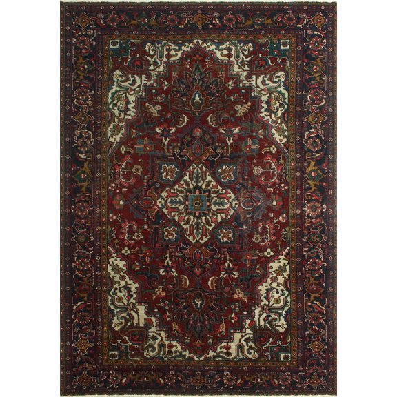 Fine Vintage Aracelia Burgundy/Ivory Rug, 7'9" x 11'2"
