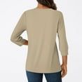 thumbnail image 7 of Xyxonk 3/4 Sleeve Fall Shirts for Women Dressy Casual V Neck Henley Shirt Sexy Solid Color Blouses Summer Fashion Clothes Khaki S, 7 of 7