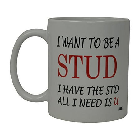 Best Funny Coffee Mug I Want To Be A Stud I Have the STD All I Need is U Novelty Cup Great Gift Idea For Men Office Party Employee Boss