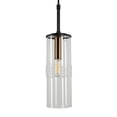 thumbnail image 6 of Kenroy Home Caulford 3-Light Adjustable Height Kitchen Island Light Fixture with Clear Glass Cylinder Shade for Kitchen Island, Dinning Room, Bedroom, Foyer, or Entryway, Black, 6 of 8