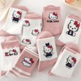 thumbnail image 2 of 5 pares de calcetines de niña Sanrio Hello Kitty, calcetines de algodón de otoño e invierno con bonitos dibujos animados, accesorios de ropa para niñas, 2 of 5