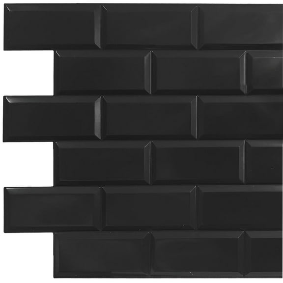 Dundee Deco's Black Faux Bricks PVC 3D Wall Panel, 3.2 ft X 1.6 ft, Interior Design Wall Paneling Decor Commercial and Residential Application, 5 sq. feet each, Pack of 10