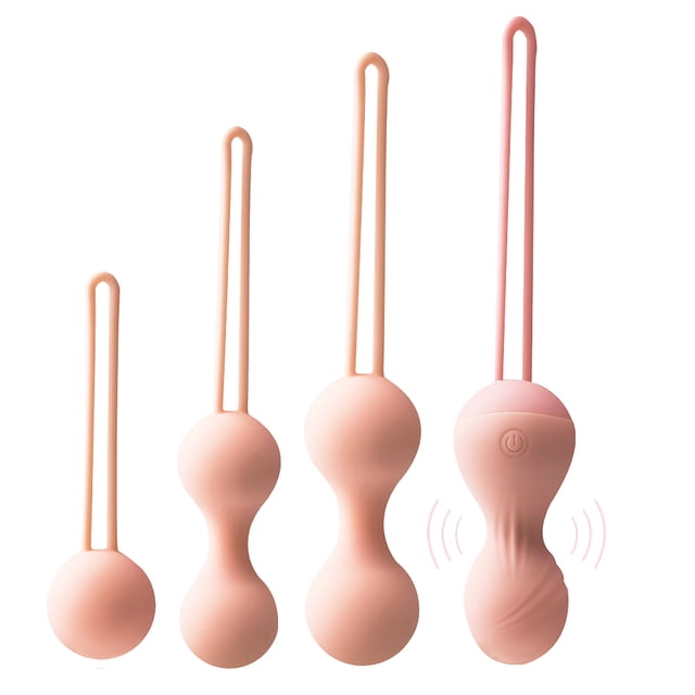 4 Uds. Bolas Kegel para mujer, fortalecimiento del suelo pélvico, Control de la vejiga, pelota de ejercicio Kegal recargable, Color de piel