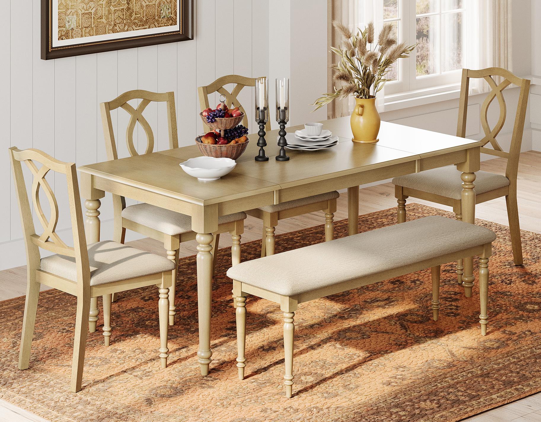 Dining Table for 6–8, Rectangular Table with Solid Wood Legs for Kitchen & Dining Room, 70 Inch, Oak