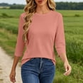 thumbnail image 4 of Womens Tops 3/4 Sleeve Crew Neck Casual Pullover Sweatshirt, 4 of 7