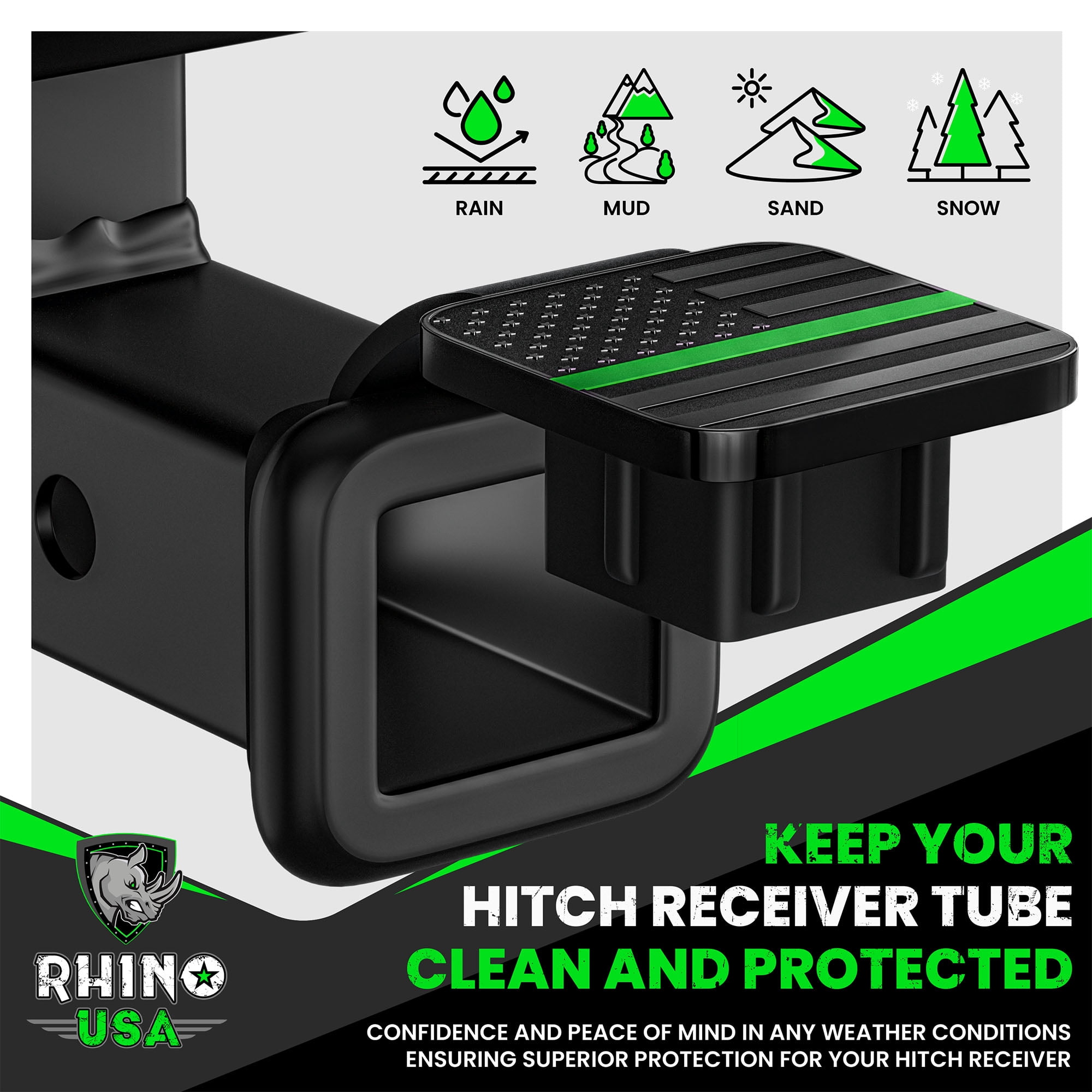 Rhino USA American Flag Trailer Hitch Cover for 2 Inch Receivers - Protects Tow Hitch Covers From Dust, Water, Mud and Snow - Ultimate Hitch Covers for Trucks, Jeep, Tacoma, Ford, GMC & more!