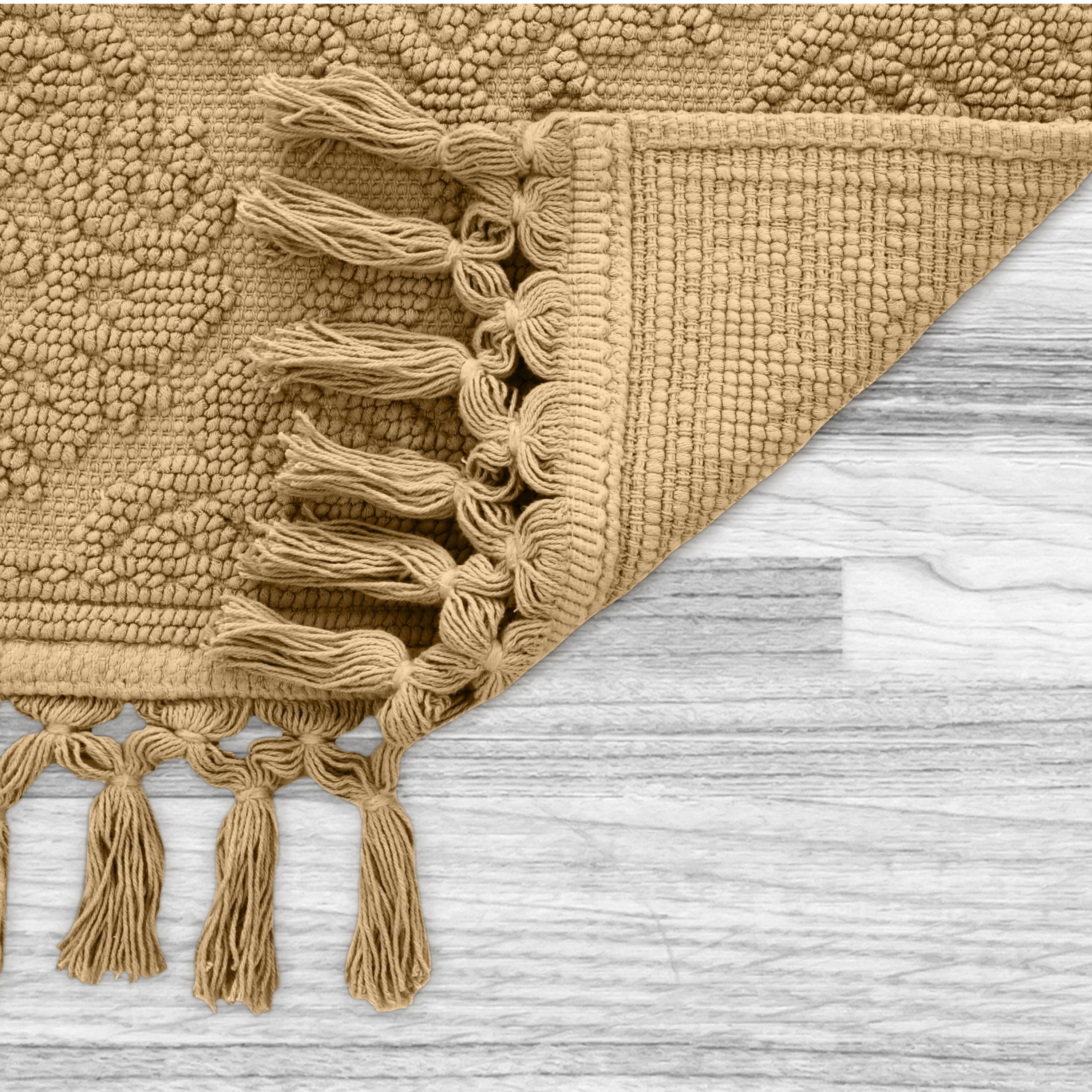 Jean Pierre Ricardo Cotton Fringe 17 x 31 in. Bath Rug, Linen