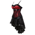 thumbnail image 2 of Grebrafan Bustiers Corsets à Pois avec Jupe Steampunk Femme TP Rouge, 2 of 5