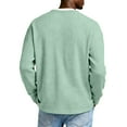 thumbnail image 4 of Mens Fall Winter Henley Shirt Casual Long Sleeve Crewneck Tops Loose Fit Solid Color Button Waffle Knit Shirts Light Green 4XL, 4 of 7