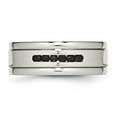 thumbnail image 5 of Auriga Fine Jewelry Stainless Steel Polished w/Black CZ 8 mm Grooved Band for Women Size 13, 5 of 6