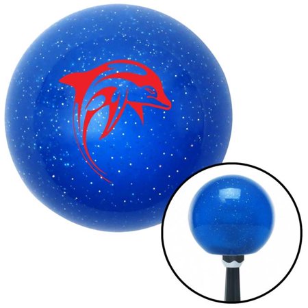 American Shifter Red Dolphin Blue Metal Flake Shift Knob with M16 x 1.5 Insert Shifter Auto Manual