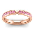 thumbnail image 2 of Diamond-Capitals 0.20 Ct Shiny Round Cut Pink Sapphire Gemstone Eternity Band for Engagement Solid 14K Rose Gold Size 4.5, 2 of 8